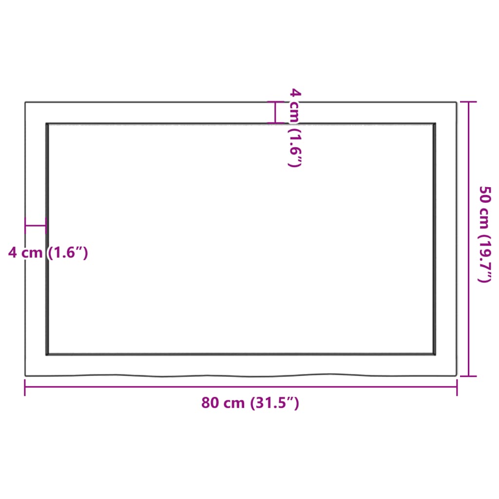 Table Top 80x50x(2-4) cm Untreated Solid Wood Oak