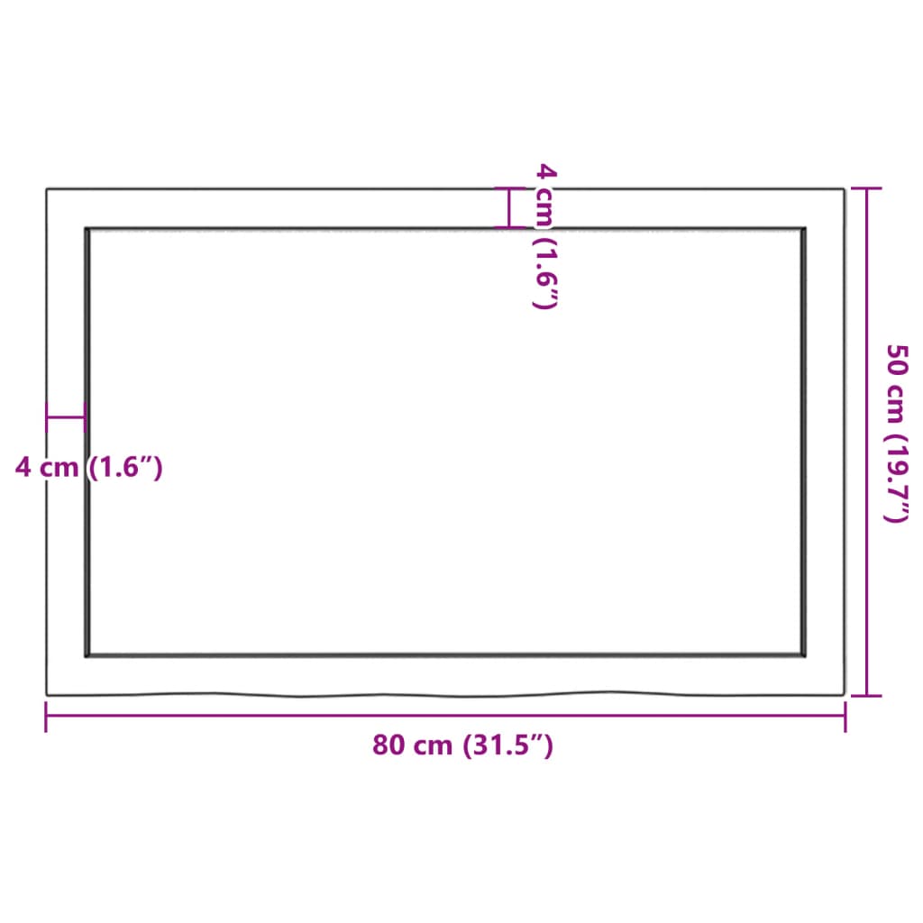 Table Top 80x50x(2-6) cm Untreated Solid Wood Oak