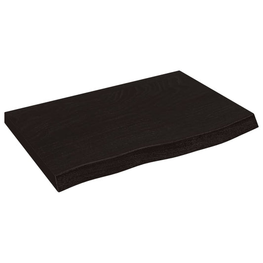 Table Top Dark Brown 60x40x(2-4) cm Treated Solid Wood Oak Table Top Dark Brown 60x40x(2-4) cm Treated Solid Wood Oak
