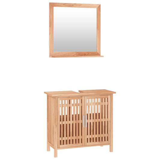 2 Piece Bathroom Furniture Set Solid Wood Walnut 2 Piece Bathroom Furniture Set Solid Wood Walnut