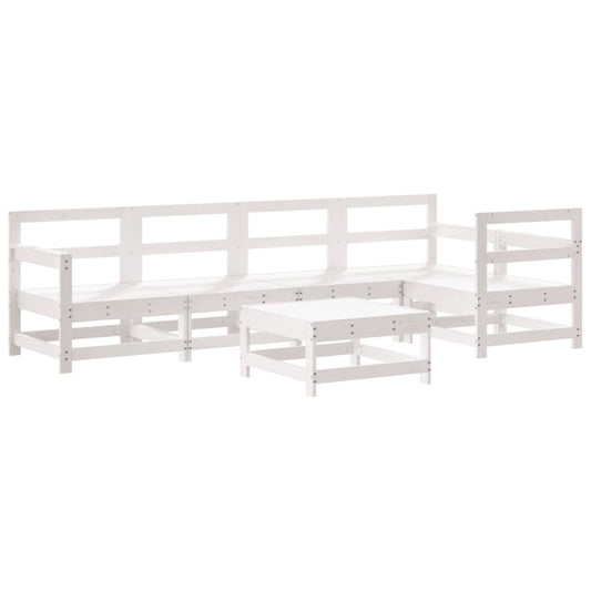 6 Piece Garden Lounge Set White Solid Wood Pine 6 Piece Garden Lounge Set White Solid Wood Pine
