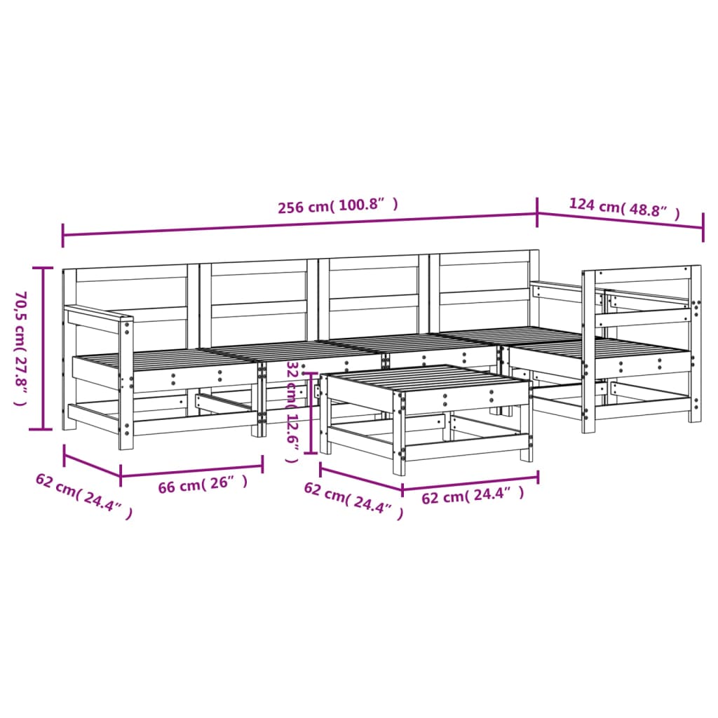 Garden Lounge Set | White | Solid pine wood | Large | Modular