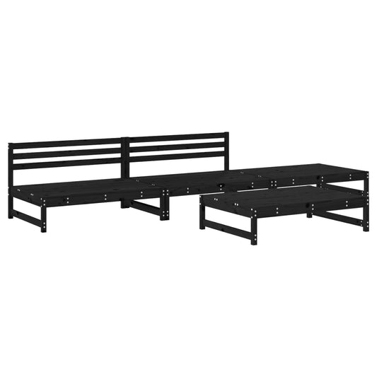 4 Piece Garden Lounge Set Black Solid Wood Pine 4 Piece Garden Lounge Set Black Solid Wood Pine