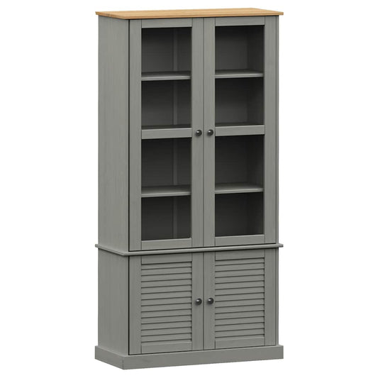 Glass Display Cabinet VIGO Grey 85x35x170 cm Solid Wood Pine Glass Display Cabinet VIGO Grey 85x35x170 cm Solid Wood Pine
