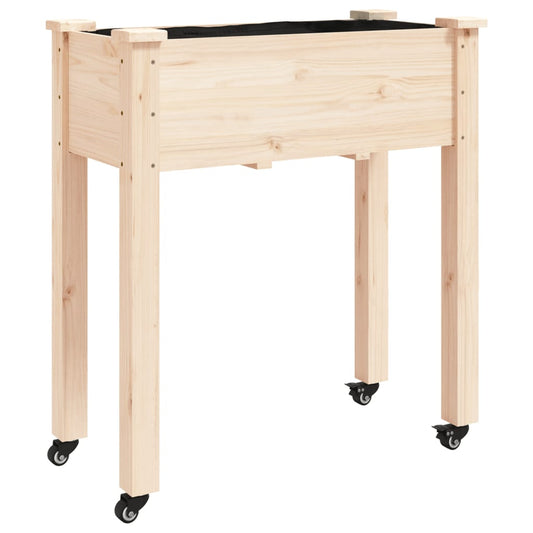 Wheeled Planter with Liner 71x37x80 cm Solid Wood Fir Wheeled Planter with Liner 71x37x80 cm Solid Wood Fir