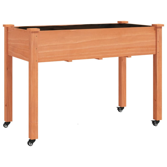 Wheeled Planter with Liner Brown 118x59x80 cm Solid Wood Fir Wheeled Planter with Liner Brown 118x59x80 cm Solid Wood Fir