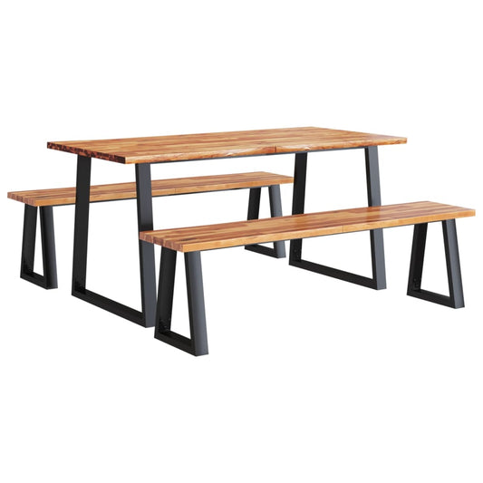 3 Piece Dining Set with Live Edge Solid Wood Acacia 3 Piece Dining Set with Live Edge Solid Wood Acacia