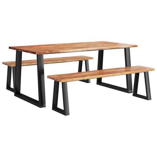 3 Piece Dining Set with Live Edge Solid Wood Acacia 3 Piece Dining Set with Live Edge Solid Wood Acacia