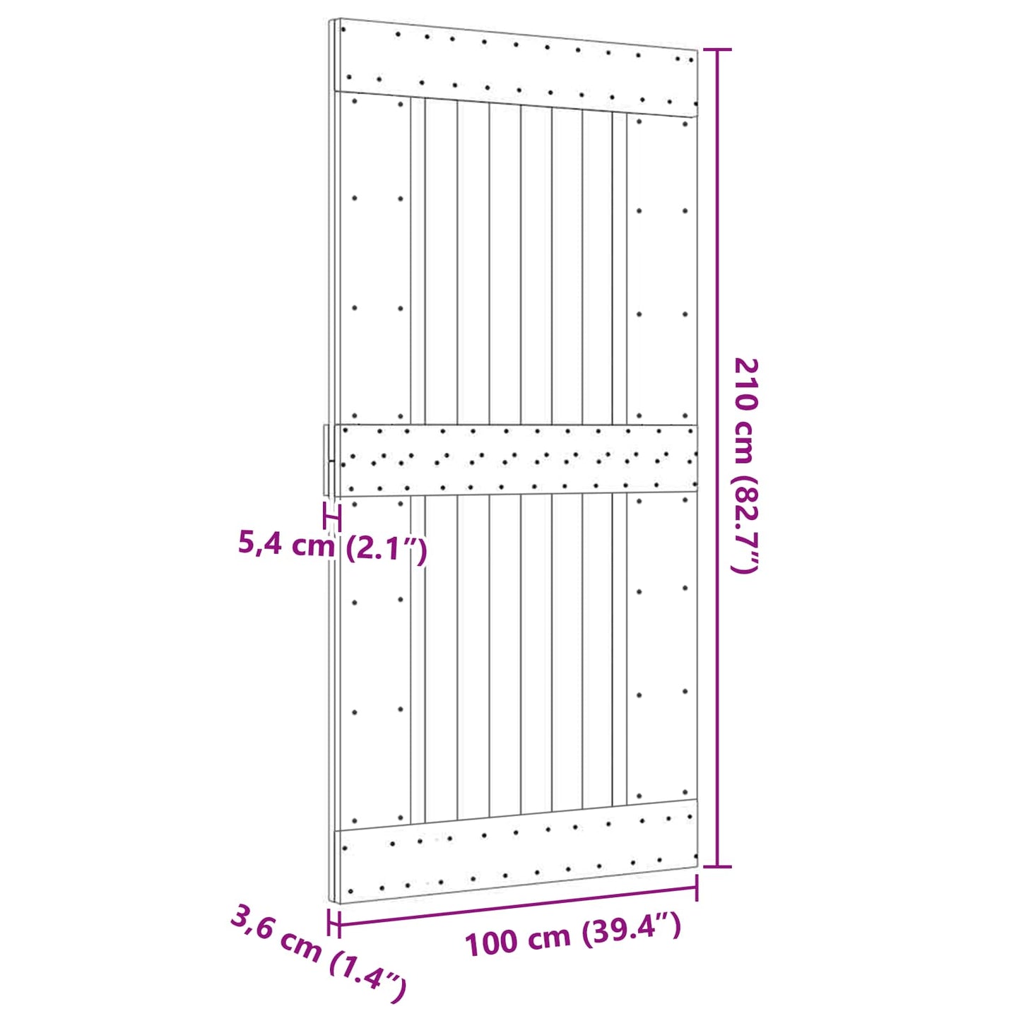 Door NARVIK Natural 100 x 210 cm Solid Pine Wood