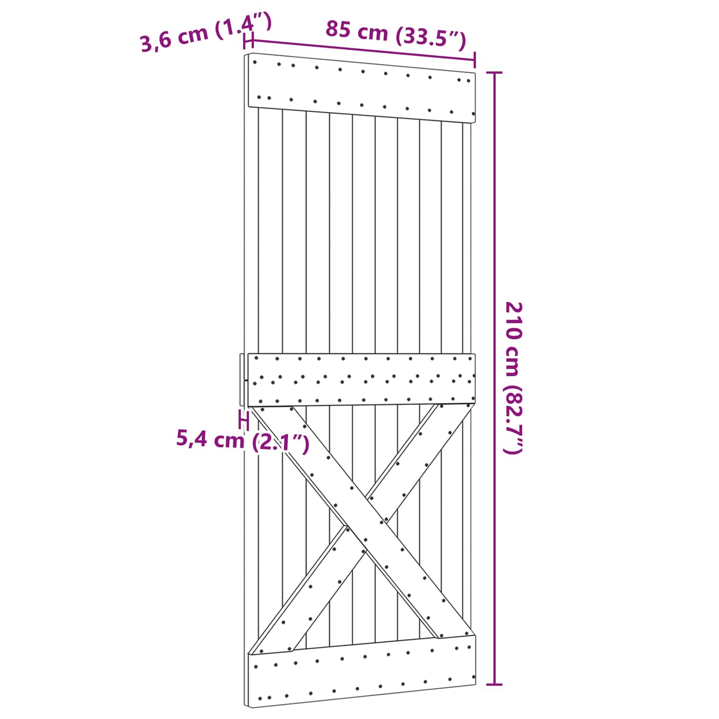 Door NARVIK Natural 85 x 210 cm Solid Pine Wood