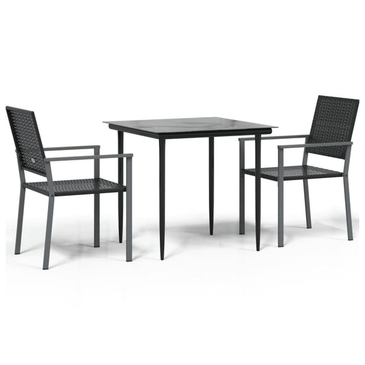 3 Piece Garden Dining Set Poly Rattan and Steel 3 Piece Garden Dining Set Poly Rattan and Steel