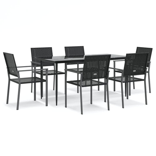 7 Piece Garden Dining Set Poly Rattan and Steel 7 Piece Garden Dining Set Poly Rattan and Steel