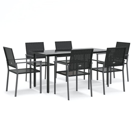 7 Piece Garden Dining Set Poly Rattan and Steel 7 Piece Garden Dining Set Poly Rattan and Steel