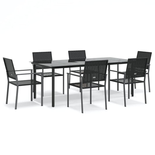 7 Piece Garden Dining Set Poly Rattan and Steel 7 Piece Garden Dining Set Poly Rattan and Steel