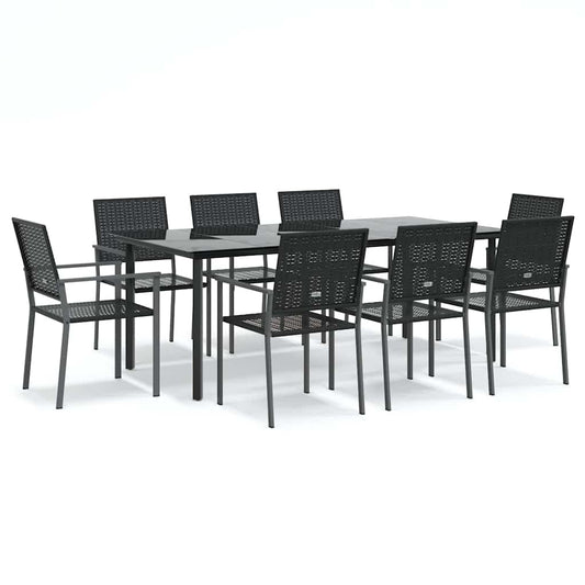 9 Piece Garden Dining Set Poly Rattan and Steel 9 Piece Garden Dining Set Poly Rattan and Steel