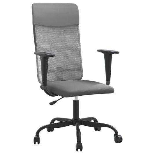 Office Chair Height Adjustable Grey Mesh Fabric and Faux Leather Office Chair Height Adjustable Grey Mesh Fabric and Faux Leather