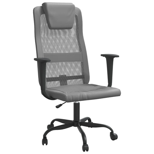 Office Chair Height Adjustable Grey Mesh Fabric and Faux Leather Office Chair Height Adjustable Grey Mesh Fabric and Faux Leather