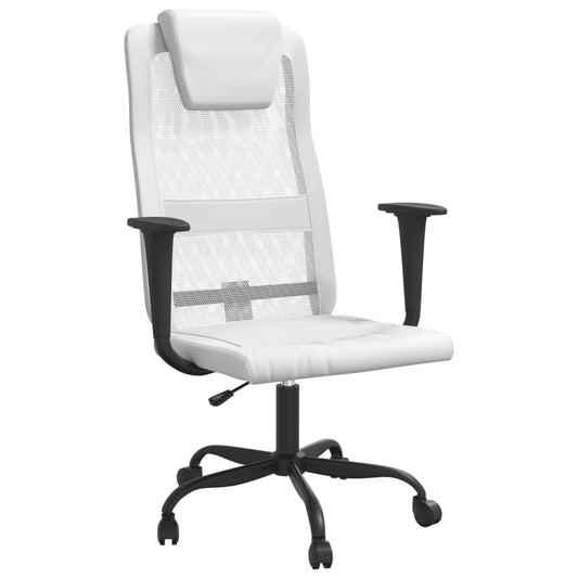 Office Chair White Mesh Fabric and Faux Leather Office Chair White Mesh Fabric and Faux Leather