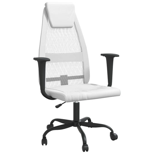 Office Chair White Mesh Fabric and Faux Leather Office Chair White Mesh Fabric and Faux Leather