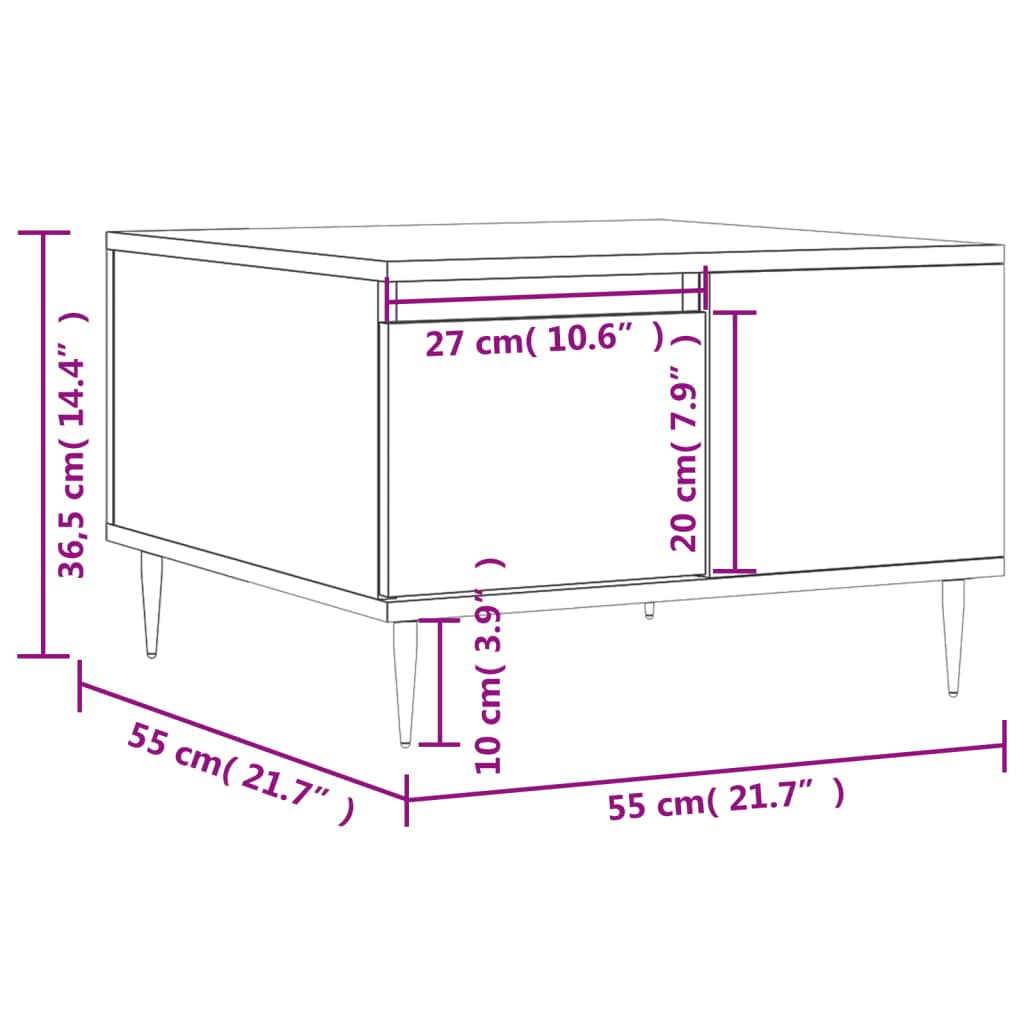 Coffee Table Brown Oak 55x55x36,5 cm Engineered Wood
