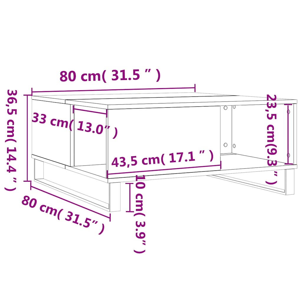 Coffee Table Smoked Oak 80x80x36,5 cm Engineered Wood