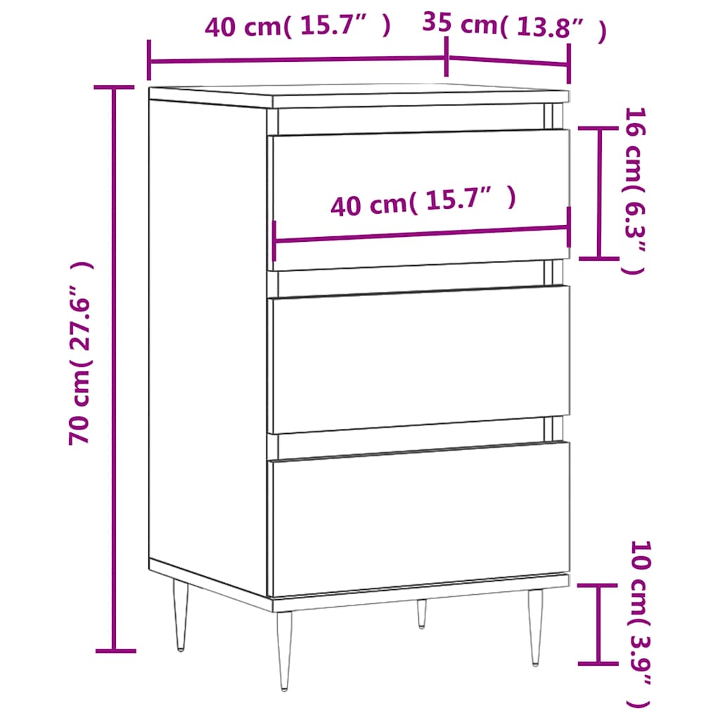 Sideboard White 40x35x70 cm Engineered Wood