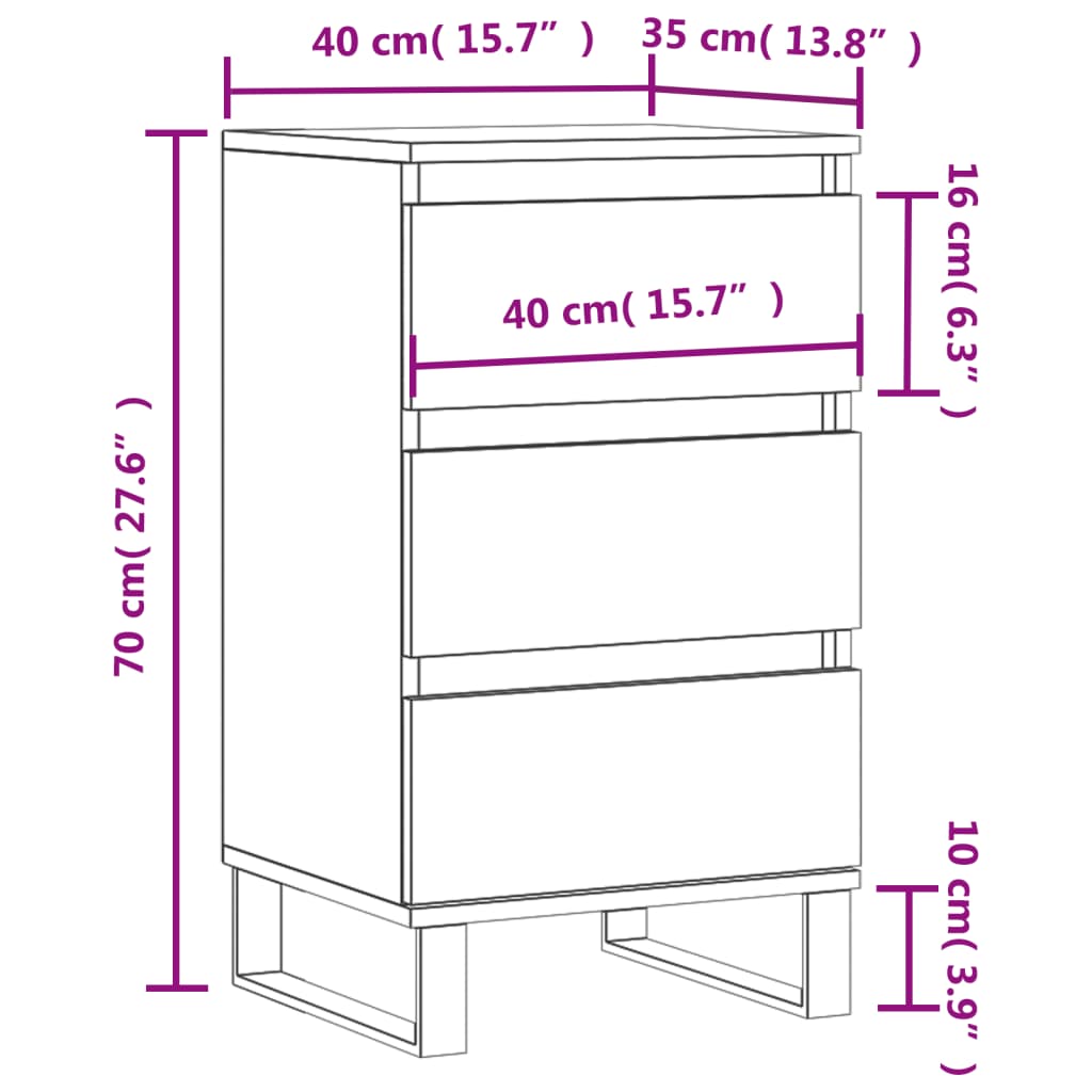 Sideboard Concrete Grey 40x35x70 cm Engineered Wood