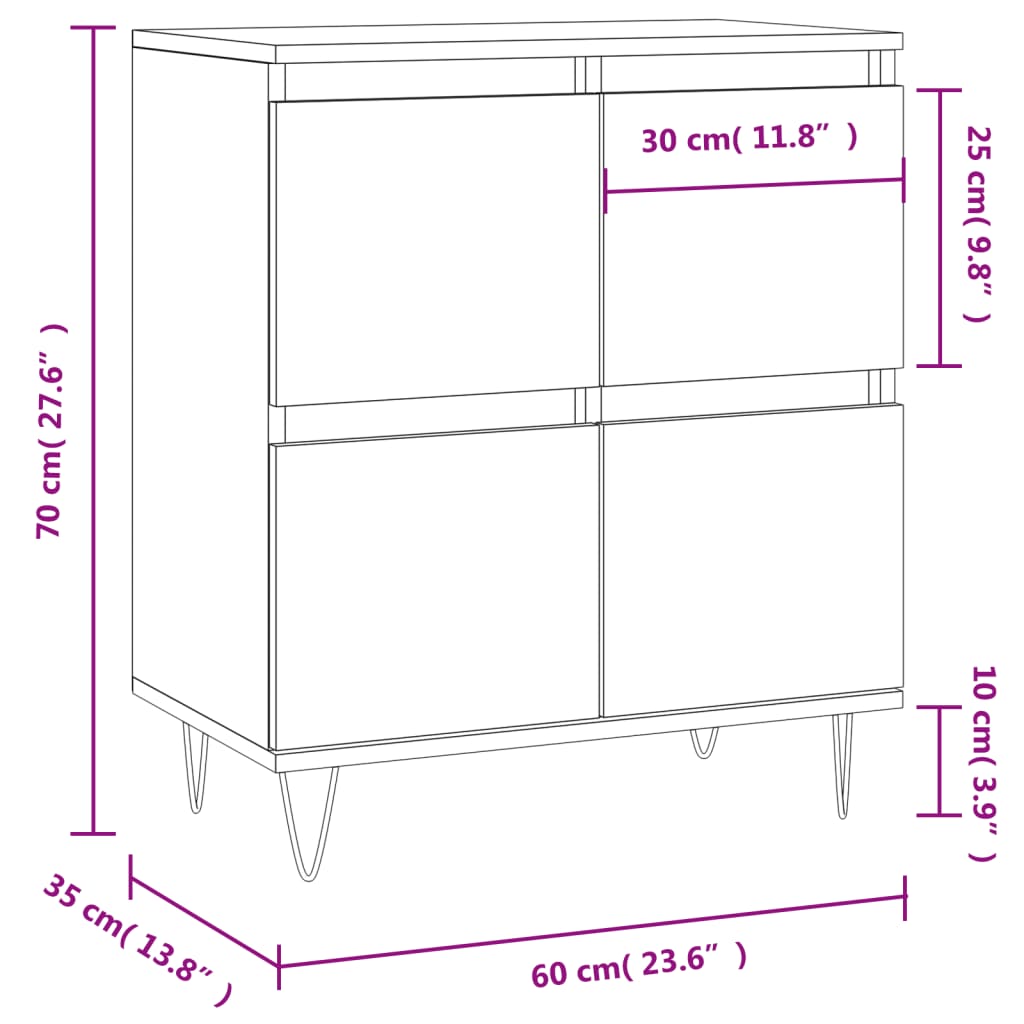 Sideboard Smoked Oak 60x35x70 cm Engineered Wood