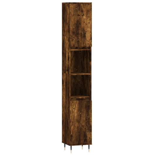 Bathroom Cabinet Smoked Oak 30x30x190 cm Engineered Wood Bathroom Cabinet Smoked Oak 30x30x190 cm Engineered Wood