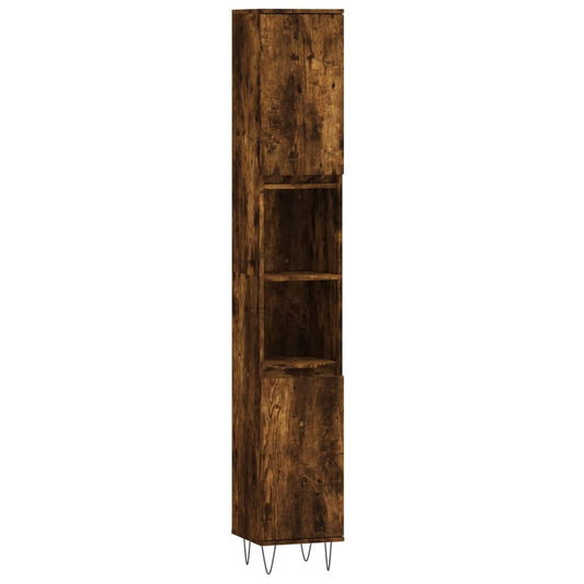 Bathroom Cabinet Smoked Oak 30x30x190 cm Engineered Wood Bathroom Cabinet Smoked Oak 30x30x190 cm Engineered Wood