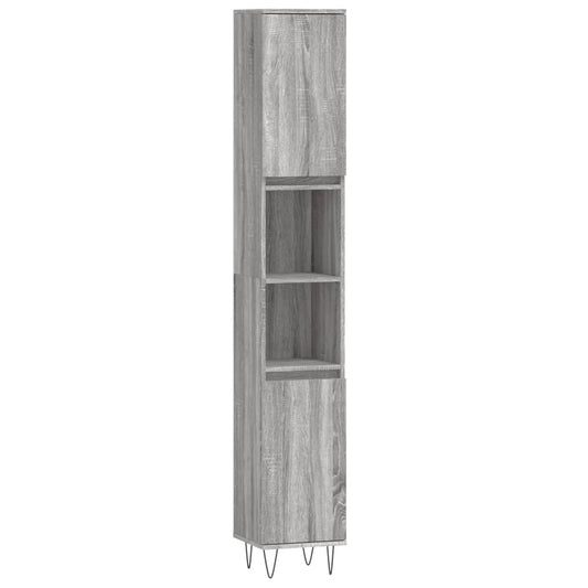 Bathroom Cabinet Grey Sonoma 30x30x190 cm Engineered Wood Bathroom Cabinet Grey Sonoma 30x30x190 cm Engineered Wood