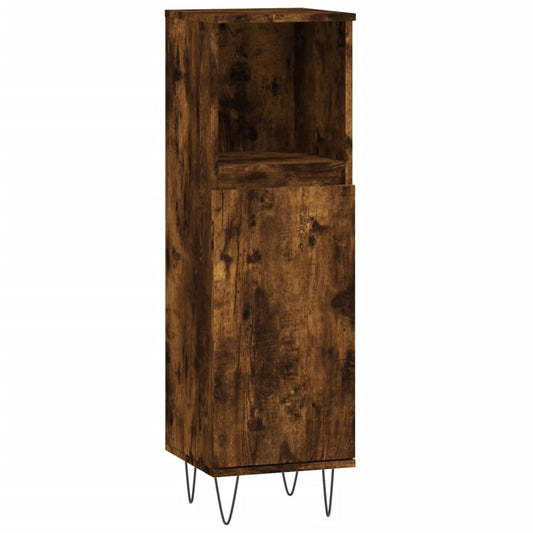 Bathroom Cabinet Smoked Oak 30x30x100 cm Engineered Wood Bathroom Cabinet Smoked Oak 30x30x100 cm Engineered Wood