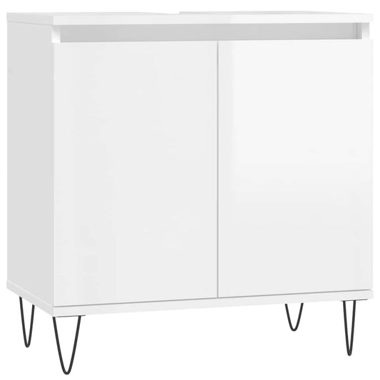 Bathroom Cabinet High Gloss White 58x33x60 cm Engineered Wood Bathroom Cabinet High Gloss White 58x33x60 cm Engineered Wood