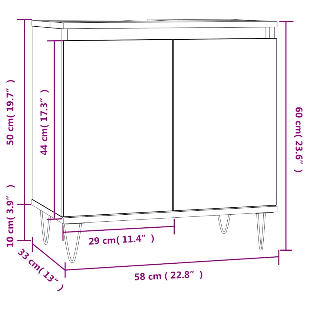 Bathroom Cabinet Sonoma Oak 58x33x60 cm Engineered Wood