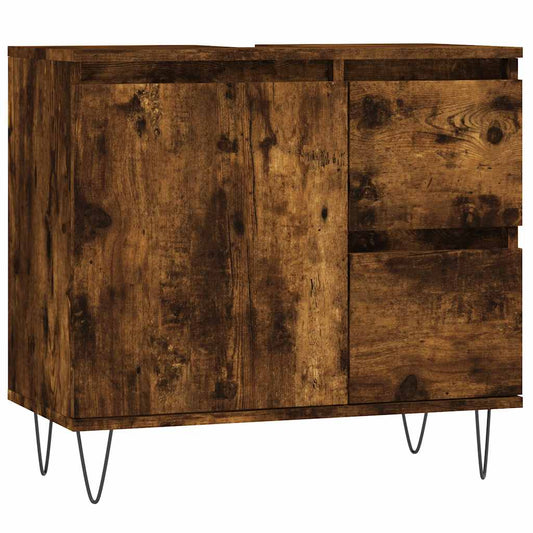 Bathroom Cabinet Smoked Oak 65x33x60 cm Engineered Wood Bathroom Cabinet Smoked Oak 65x33x60 cm Engineered Wood