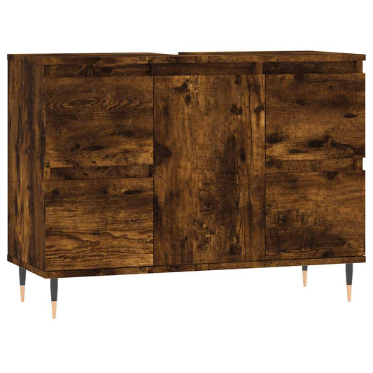 Bathroom Cabinet Smoked Oak 80x33x60 cm Engineered Wood Bathroom Cabinet Smoked Oak 80x33x60 cm Engineered Wood