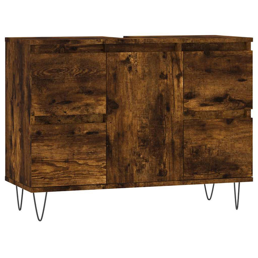 Bathroom Cabinet Smoked Oak 80x33x60 cm Engineered Wood Bathroom Cabinet Smoked Oak 80x33x60 cm Engineered Wood
