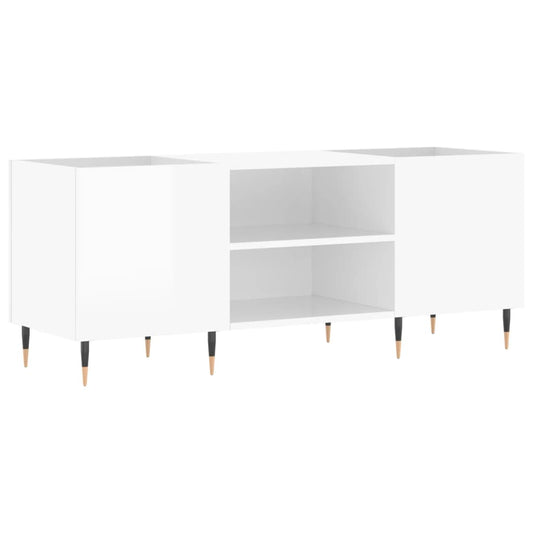 Record Cabinet High Gloss White 121x38x48 cm Engineered Wood Record Cabinet High Gloss White 121x38x48 cm Engineered Wood