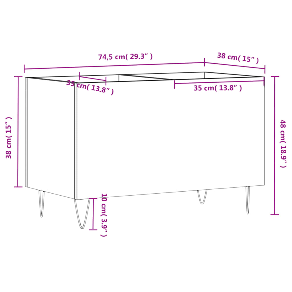 Record Cabinet Concrete Grey 74.5x38x48 cm Engineered Wood