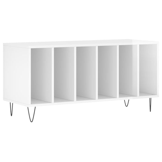 Record Cabinet High Gloss White 100x38x48 cm Engineered Wood Record Cabinet High Gloss White 100x38x48 cm Engineered Wood