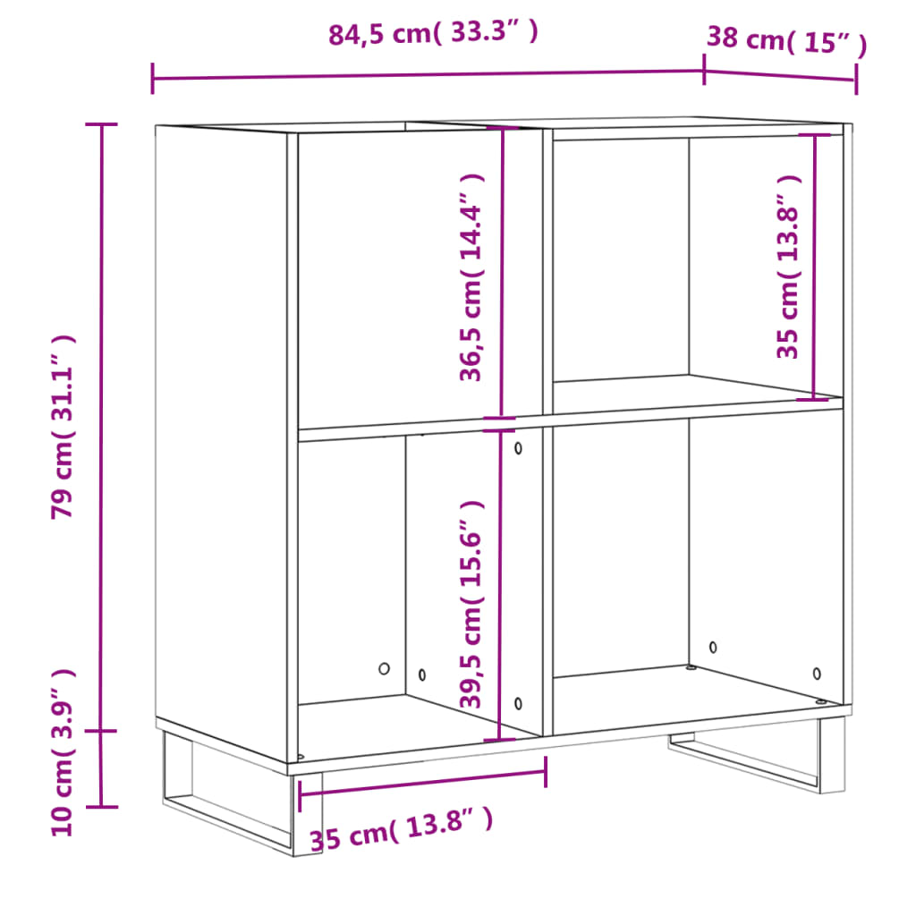 Record Cabinet Sonoma Oak 84,5x38x89 cm Engineered Wood