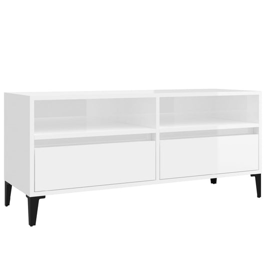 TV Cabinet High Gloss White 100x34.5x44.5 cm Engineered Wood TV Cabinet High Gloss White 100x34.5x44.5 cm Engineered Wood