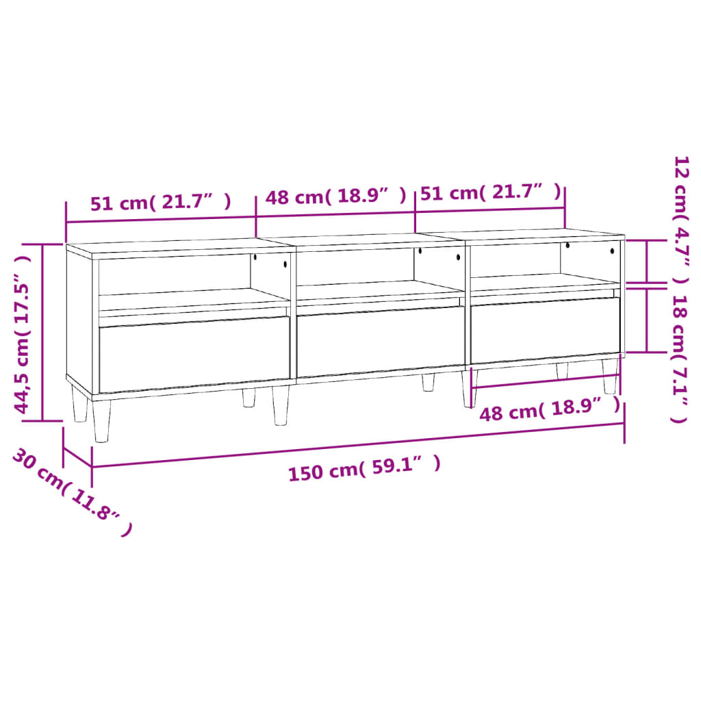 TV Cabinet Concrete Grey 150x30x44,5 cm Engineered Wood