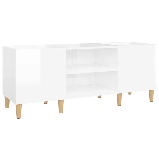 Record Cabinet High Gloss White 121x38x48 cm Engineered Wood Record Cabinet High Gloss White 121x38x48 cm Engineered Wood