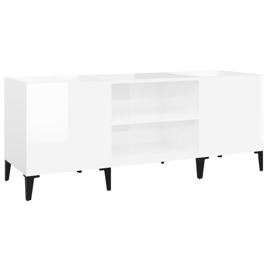 Record Cabinet High Gloss White 121x38x48 cm Engineered Wood Record Cabinet High Gloss White 121x38x48 cm Engineered Wood
