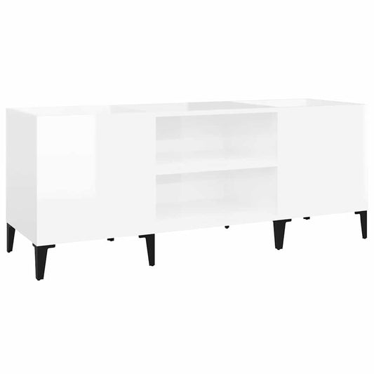 Record Cabinet High Gloss White 121x38x48 cm Engineered Wood Record Cabinet High Gloss White 121x38x48 cm Engineered Wood