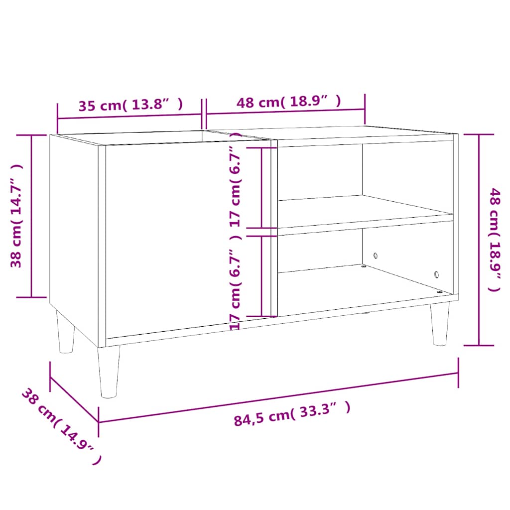 Record Cabinet Sonoma Oak 84.5x38x48 cm Engineered Wood
