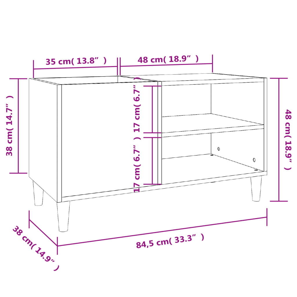 Record Cabinet Concrete Grey 84,5x38x48 cm Engineered Wood