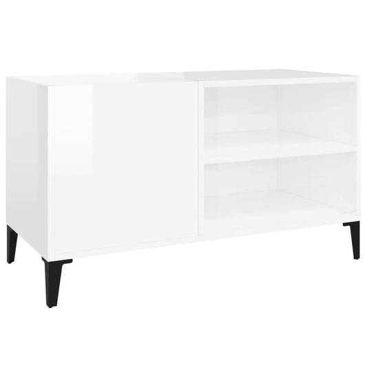 Record Cabinet High Gloss White 84.5x38x48 cm Engineered Wood Record Cabinet High Gloss White 84.5x38x48 cm Engineered Wood