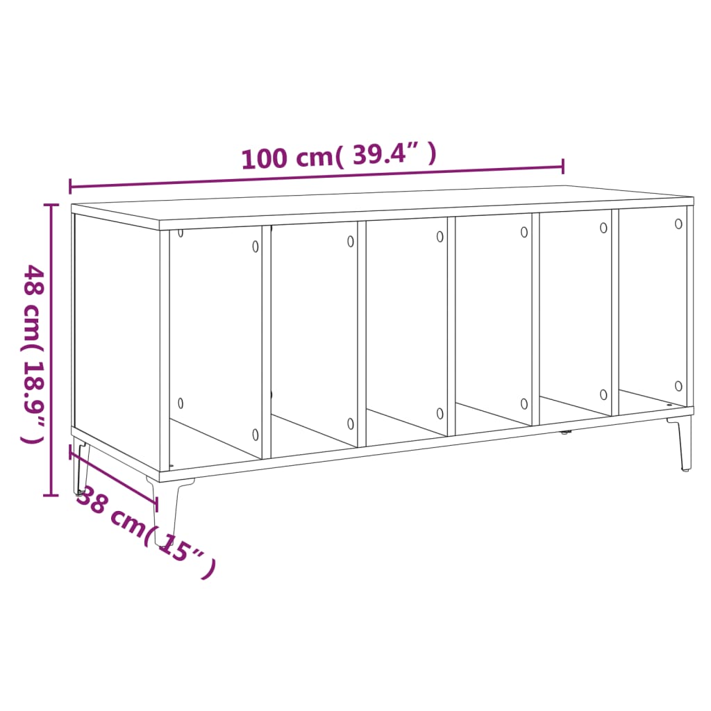 Record Cabinet | Sonoma Oak | Engineered Wood, Metal | Medium | Cabinet
